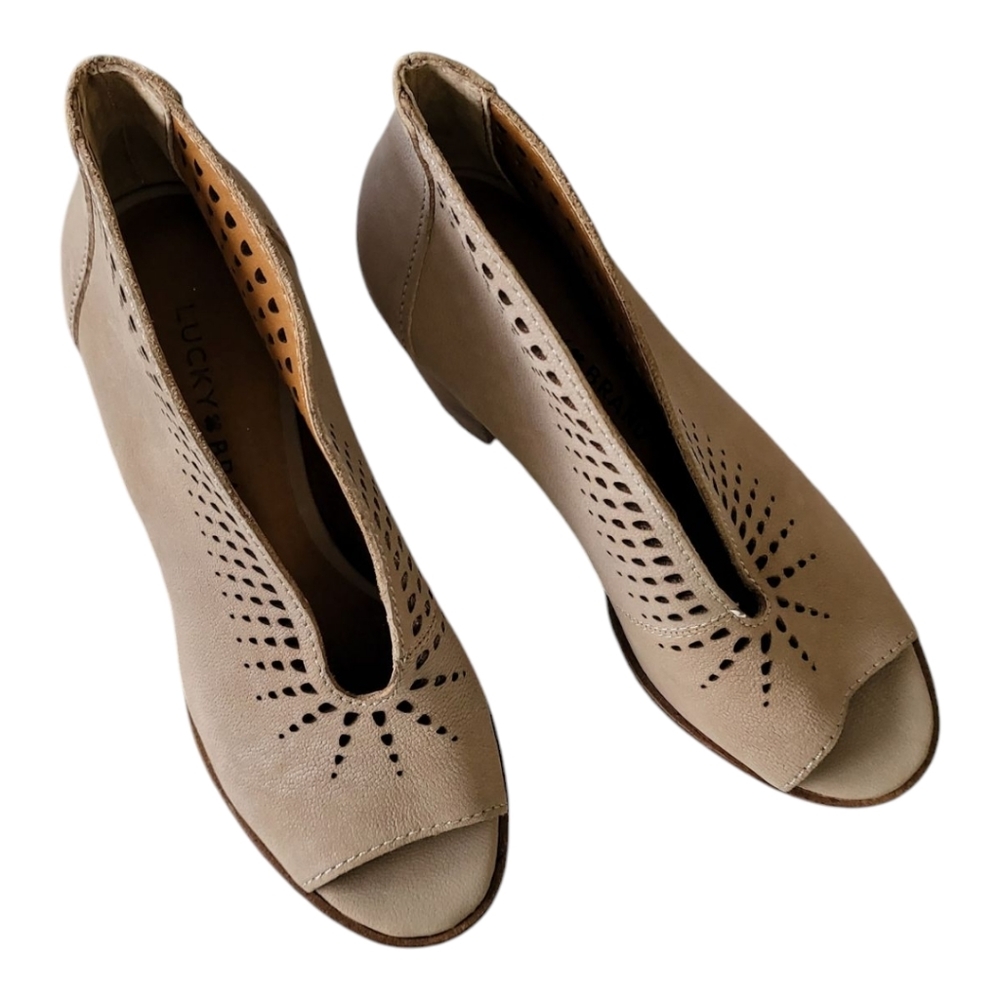 Lucky‎ Brand Chinchilla Leather Peep-Toe Bootie - Picture 2 of 8